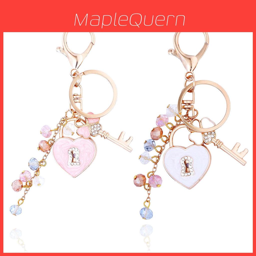 Fashion Heart Lock And Clover Keychain For Stylish Bag Decor With Electroplated Alloy