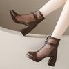 Fashion 2025 Fashion Mesh Women's Boots Breathable Square Toe Back Zip Chunky Heels Ankle Sandals Boots Elegant Buckle Modern Boots
