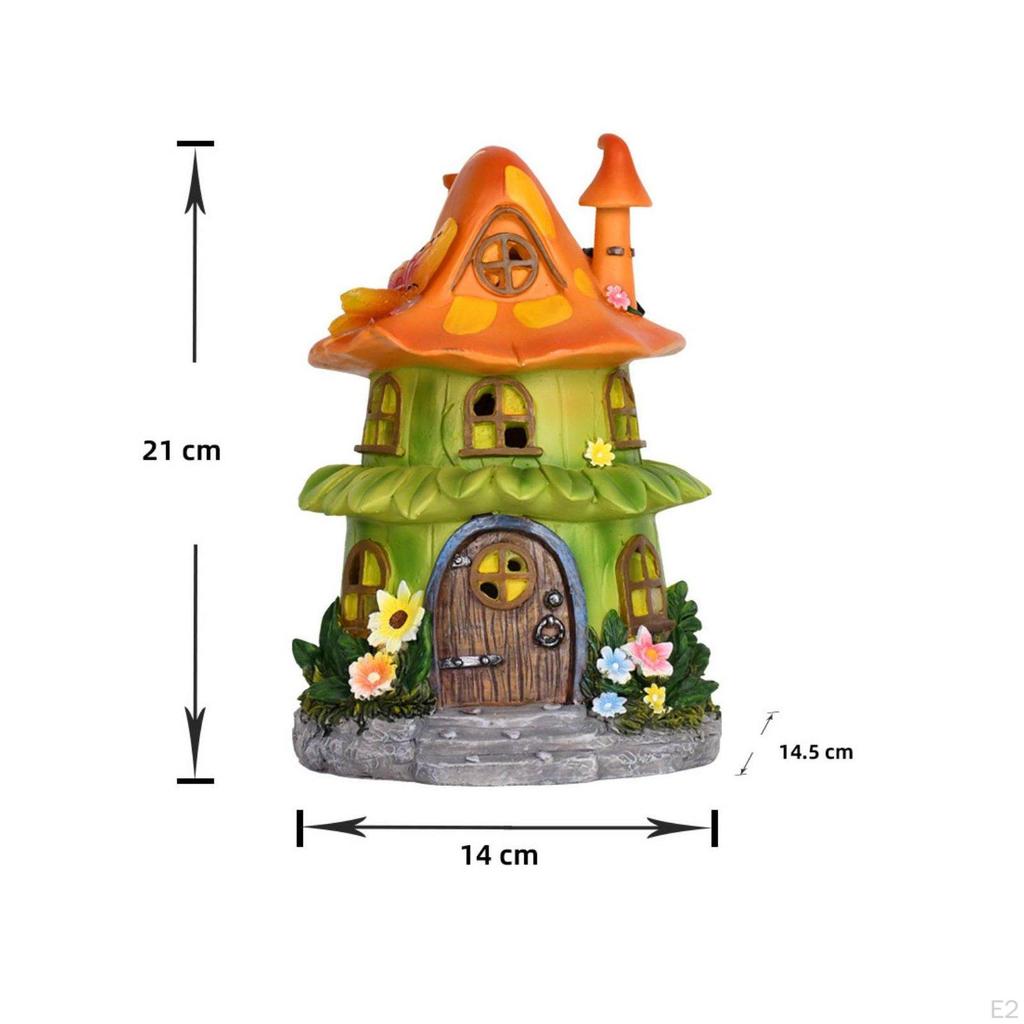 Storybook Shelter LED Solar Resin Cottage Sculpture for Garden, Yard, Patio