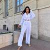 2024 Европейский и американский стиль Осень Однотонный лацкан Рубашка с длинным рукавом и Повседневные брюки Комплект из двух предметов