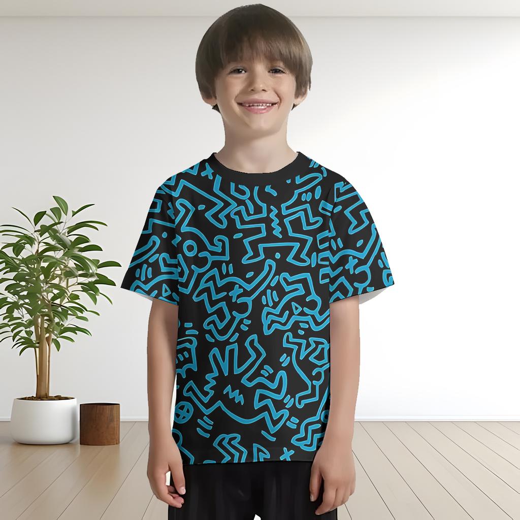 Детская 3D-печать Кейта Харингса Детская одежда от 5 до 14 лет Мужская футболка для мальчиков и девочек Детские рубашки