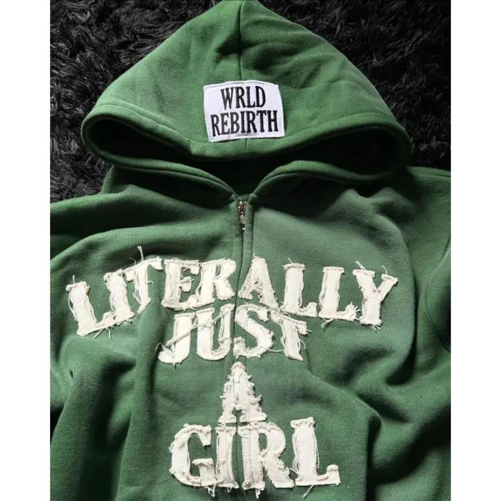 American Y2K Hip Hop Alphabet Embroidered Hoodie Personalized Street Men's and Women's Loose Zipper Cardigan Top