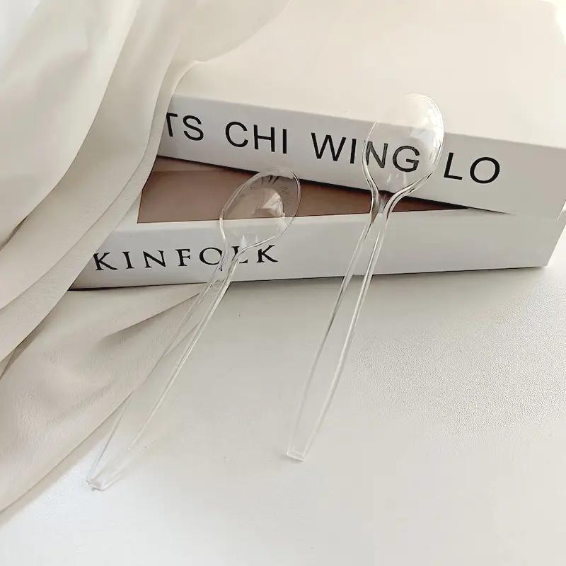 100PCS Disposable Tableware Clear Plastic Knives Forks Spoons Food Dessert Fruit Kitchen Restaurant Picnic Party Supplies