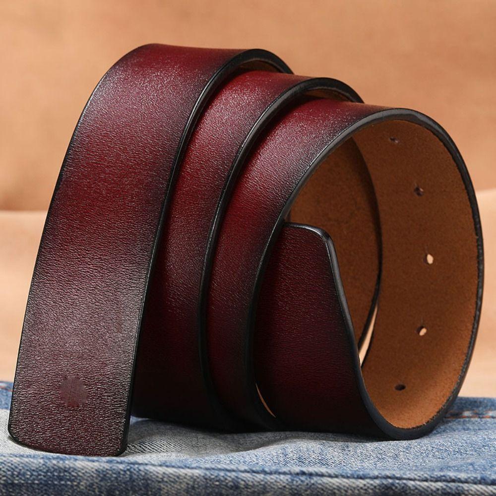 Replacement Craft DIY Genuine Leather Belt 3.3/3.8cm with Hole Classic Waistband No Buckle Girdle