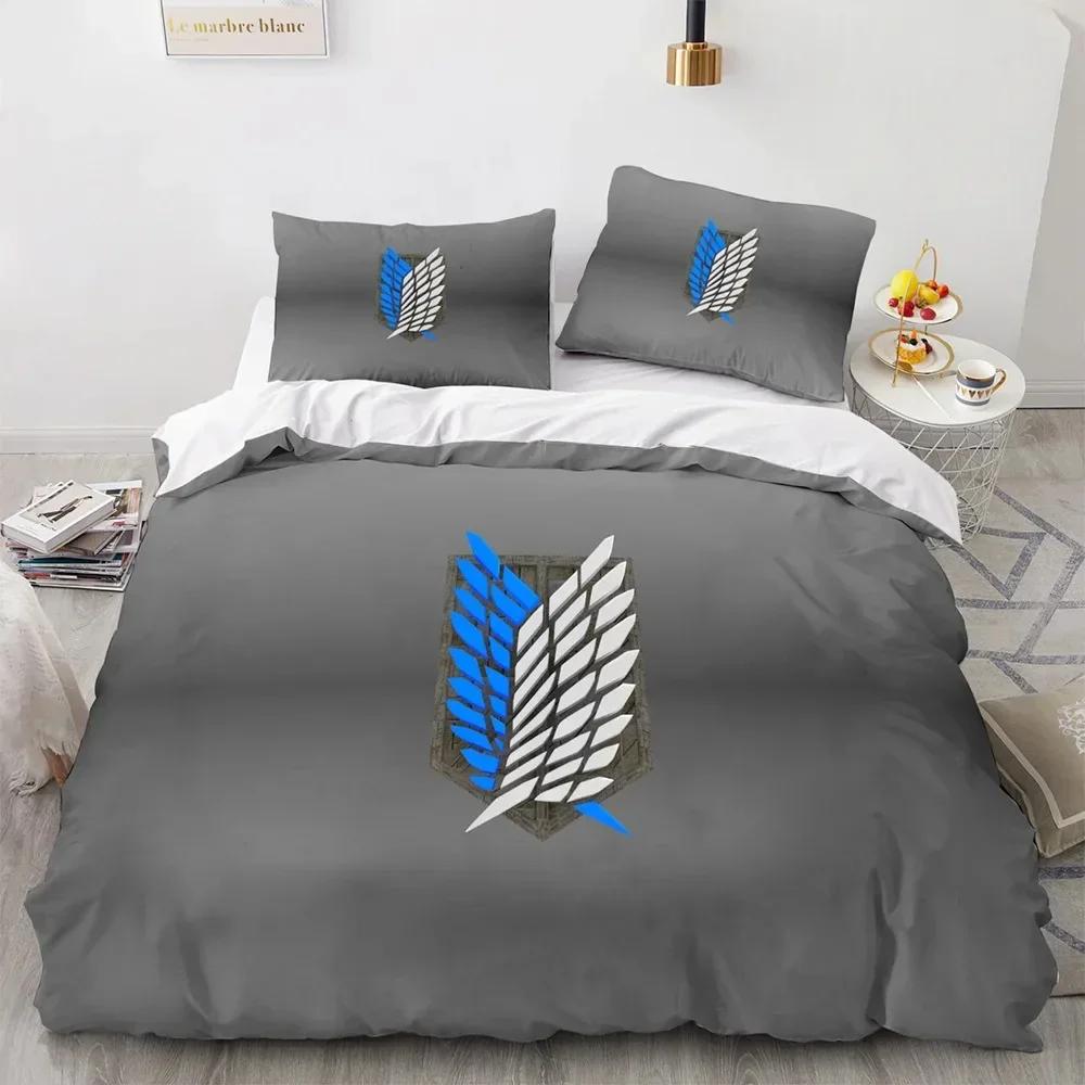 Attack On Titan 3D Printed Bedding Set Duvet Cover Pillowcase Freedom Wings Bedclothes for Boys Kids Twin Single Full Size