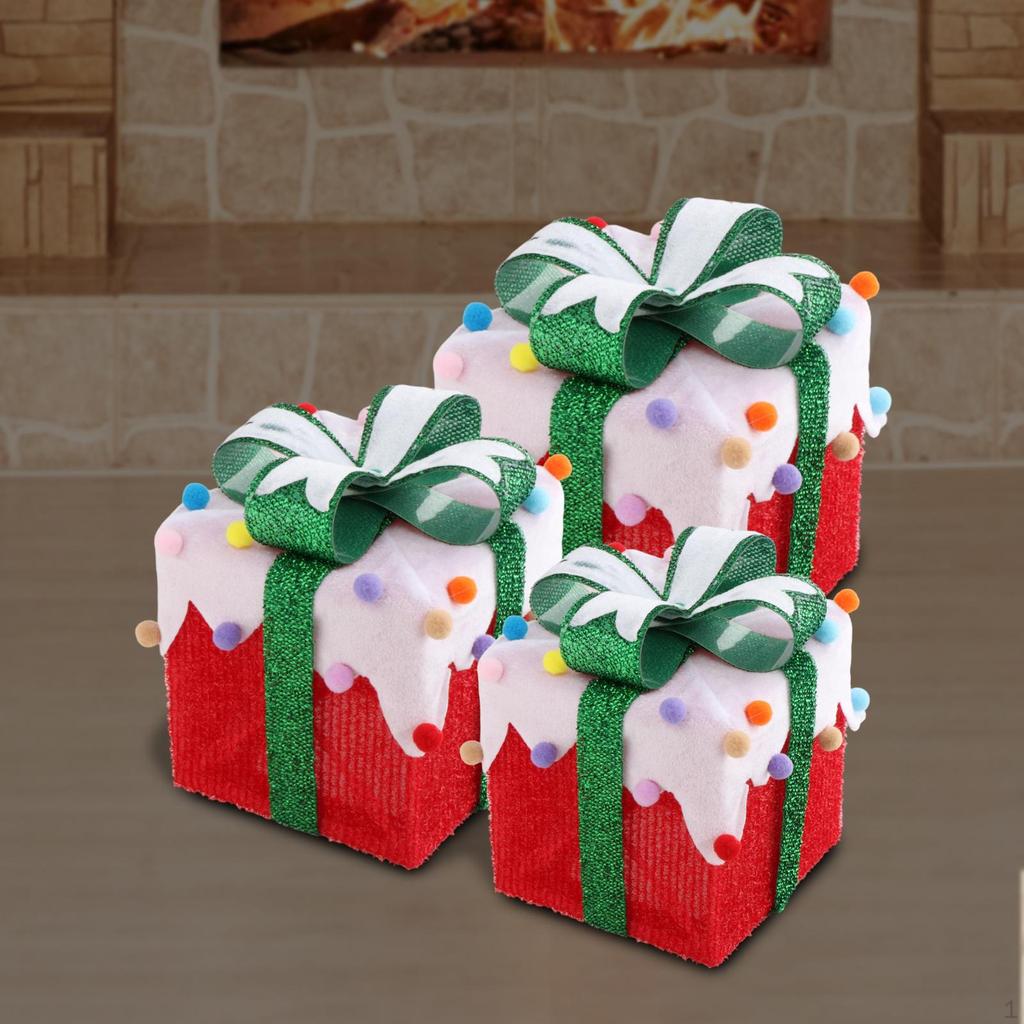 3 шт. рождественские светящиеся подарочные коробки украшения наружное украшение светодиодные огни