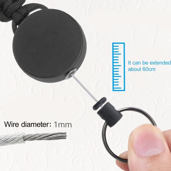 2Pcs Key Chains With Carabiner 60cm Extendable Steel Wire Multifunctional Extendible ID Holder Outdoor Anti-lost Retractable Keychain