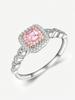 925 Sterling Silver Geometric Four Claw Square Fashion Pink Ring For Women Engagement Wedding Luxury High Quality Fine Jewelry