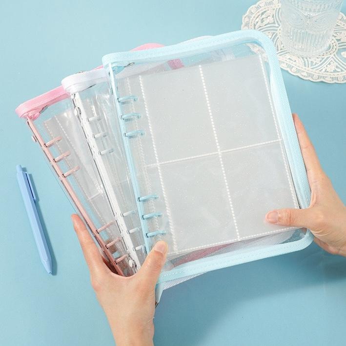 Clear PVC Waterproof Makeup Bag A5 Document Pocket Folder Zipper Office School Supplies File Bag Pen Filing Products Box Pattern
