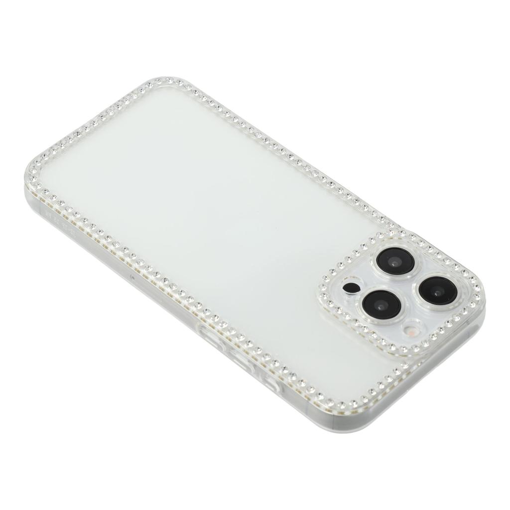 Для iPhone 15 Pro ТПУ Чехол Декор стразами Прозрачная задняя крышка телефона,Точный вырез