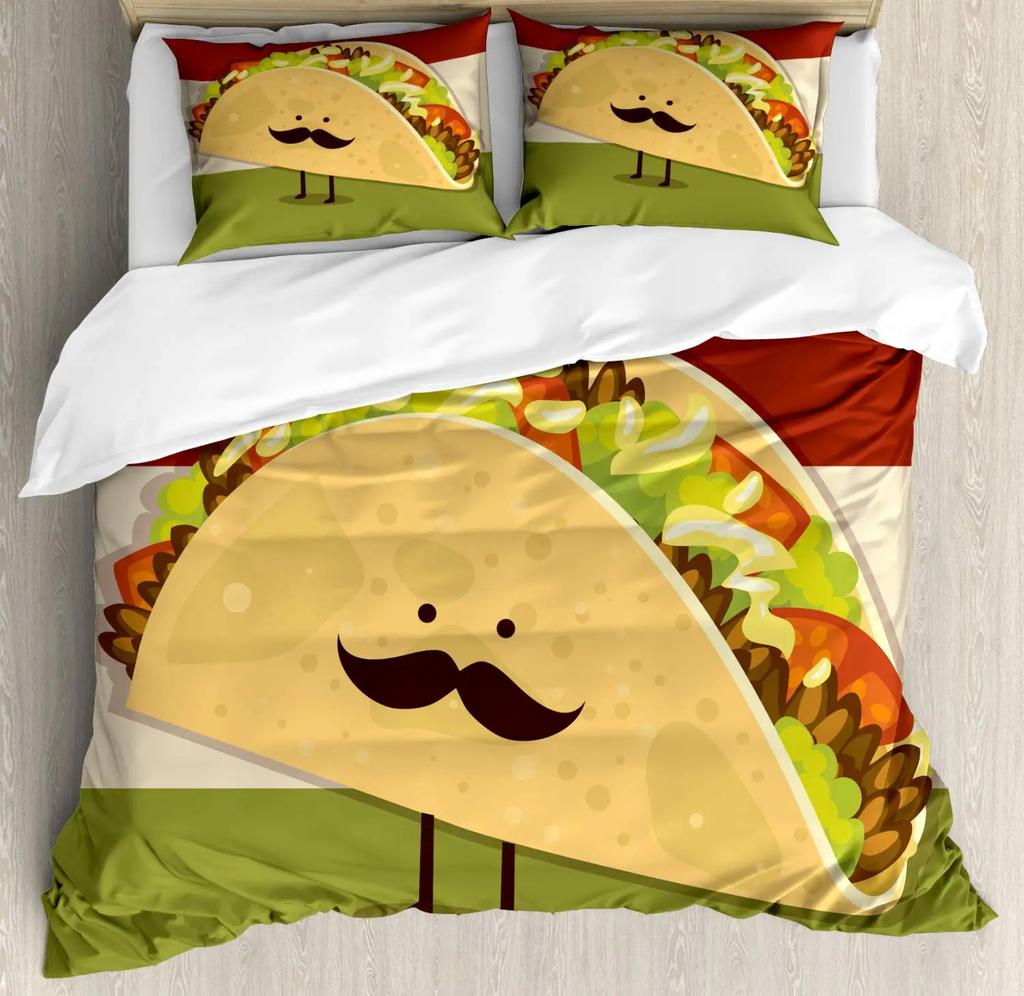 Cartoon Image Bedding Set Melting Ice Cream Pattern Decorative Image Bedding Set With Pillowcase Kids Women Holiday Gift