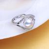 Natural Freshwater Pearl Rings Women Fashion Luxury Cubic Zirconia Adjustable Ring Jewelry