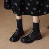 Тонкие ботинки в британском стиле женские 2025 осень и зима новые вязаные эластичные ботинки-носки на плоской подошве короткие ботинки лоферы в академическом стиле