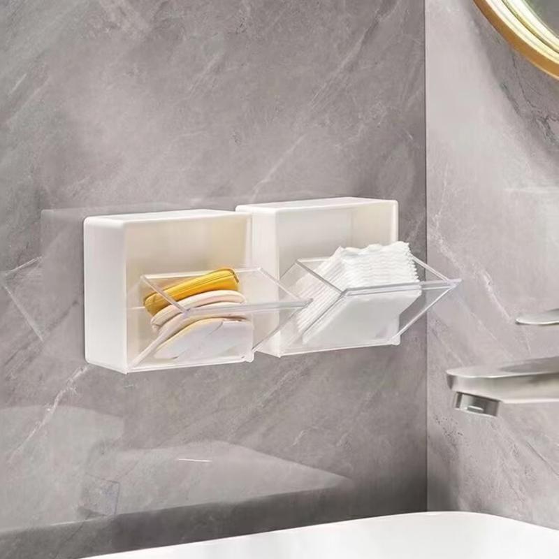 Настенные коробки для хранения ватных дисков, пылезащитный органайзер для ванной комнаты, держатель для ватных палочек, косметики, ювелирных изделий
