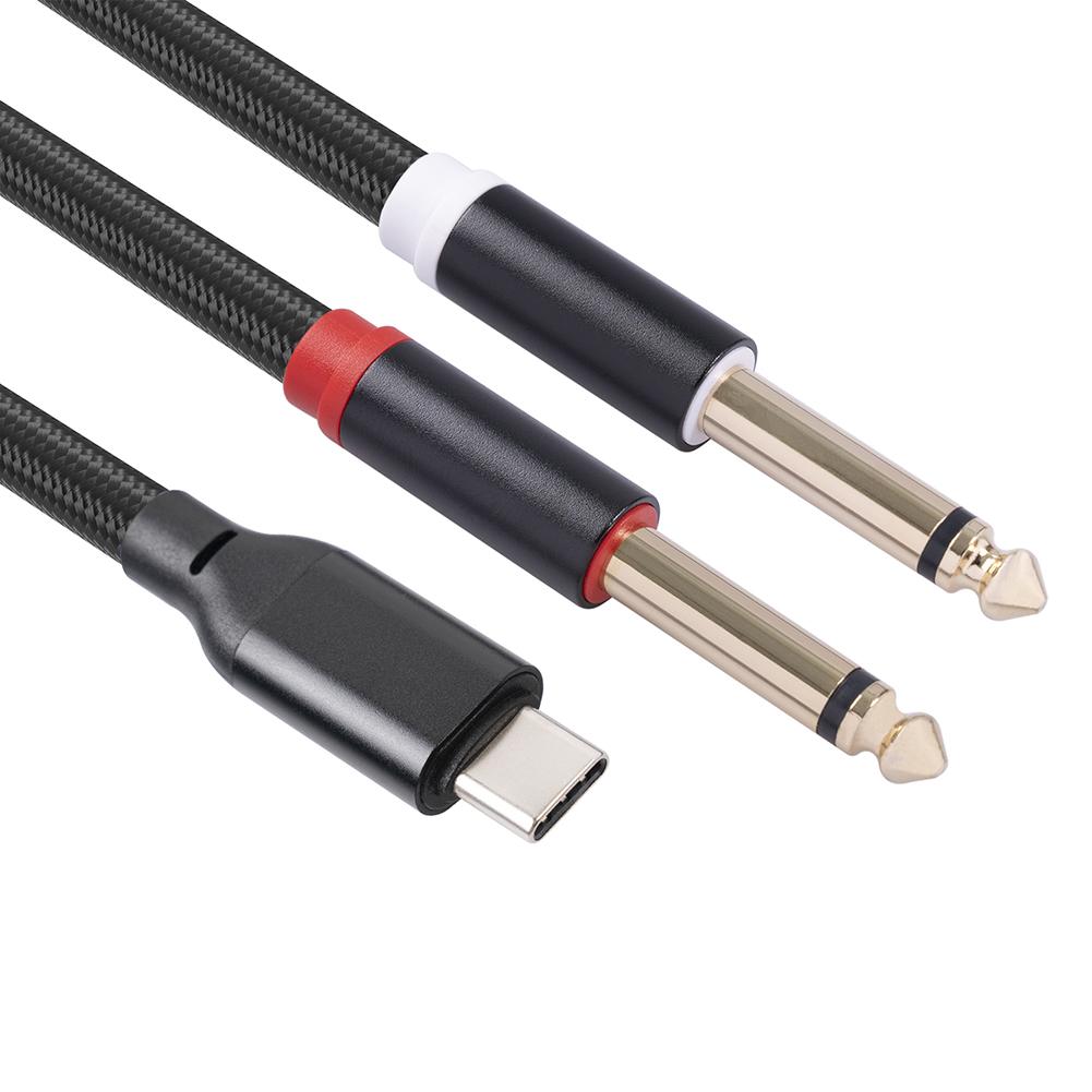 Кабель-разветвитель USB C на 2x 1/4 дюйма, 0,5/1 м, с позолоченным разъемом, USB Type C на 1/4, гибкий, для смартфона, планшета, ноутбука