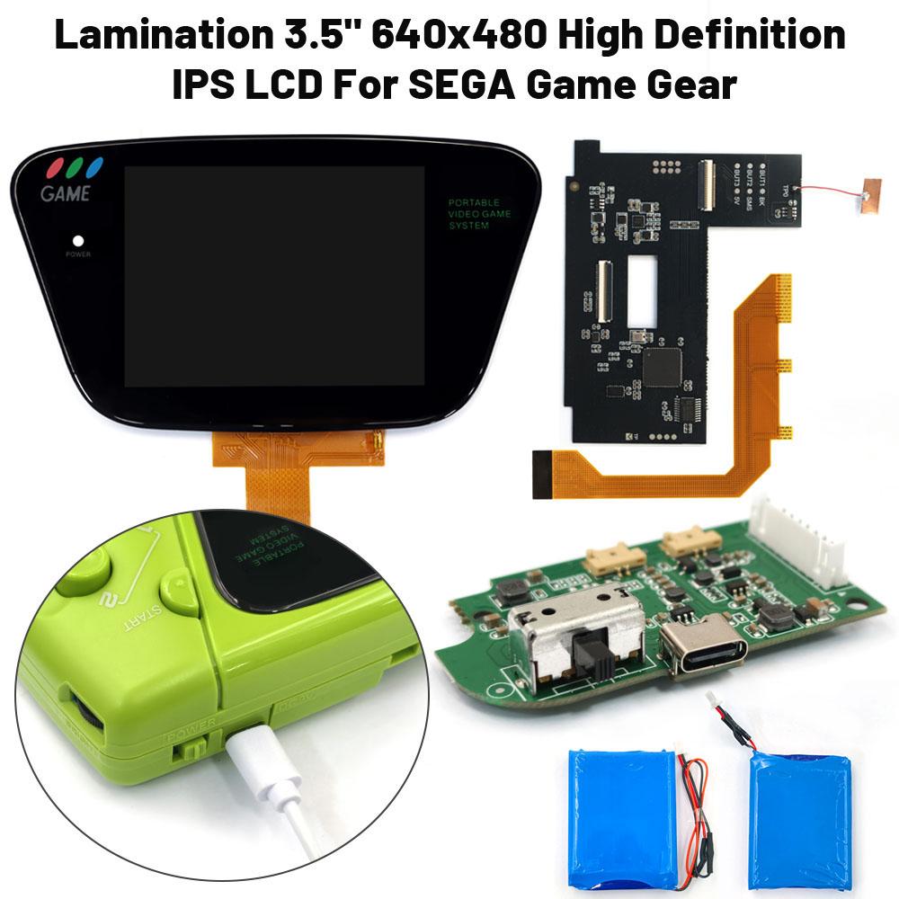 Перезаряжаемая литиевая батарея USB-C для Sega GG, комплект LCD-экрана с подсветкой, IPS-экран с ламинированием, дисплей для SEGA Game Gear, корпус