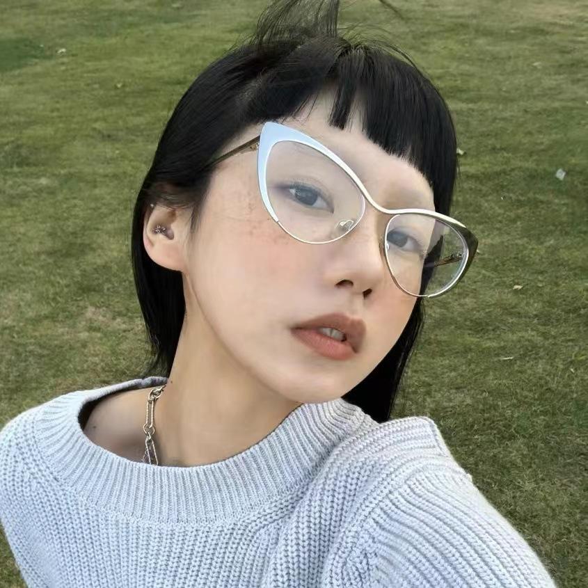 Модные унисекс круглые однотонные очки с металлической оправой, party очки, серебристая оправа "кошачий глаз" для женщин и мужчин