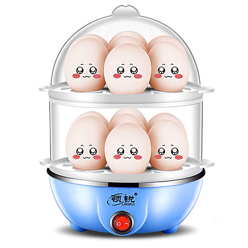 Lingrui Mini Multi-Functional Egg Steamer Stainless Steel Household Double-Layer Egg Cooker Breakfast Machine Small Appliance
