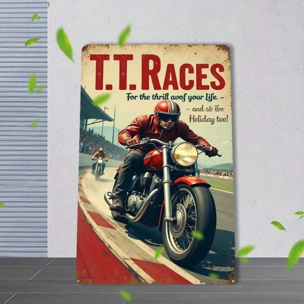 Винтажный Металлический Настенный Постер Гонки на Мотоциклах Isle of Man TT, Декор для Гаража