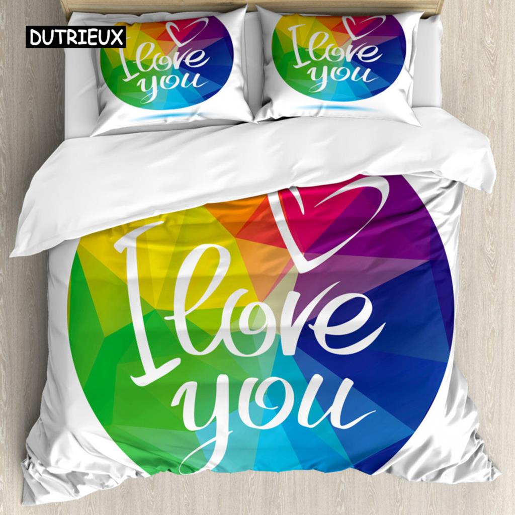 Комплект постельного белья Pride из полиэстера Люди празднуют Международный день ЛГБТ-сообщества с красочным полосатым дизайном комплекта постельного белья