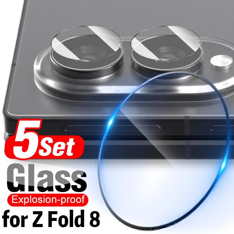 1-5 Sets Camera Lens Glass For Samsung Galaxy Z Fold 8 Ultra Fold8 Flip 8 7 HD Clear Camera Protector Tempered Glass Lens Film 4