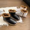 2024 зима новые хлопковые ботинки женские теплые ботинки кожаная поверхность хлопок утолщенный теплый уличный бархат зимние ботинки женские