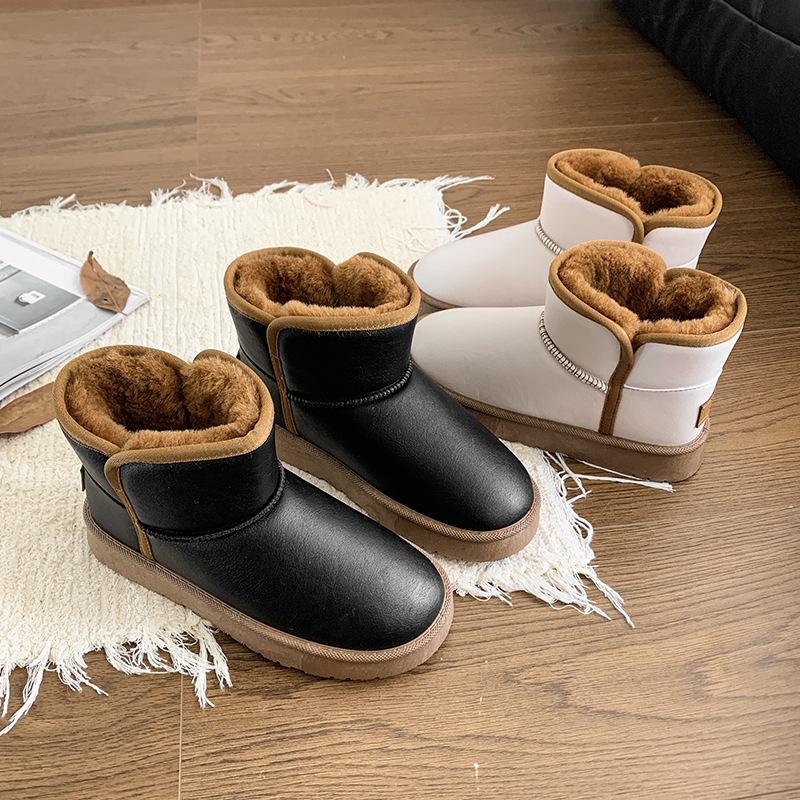 2024 зима новые хлопковые ботинки женские теплые ботинки кожаная поверхность хлопок утолщенный теплый уличный бархат зимние ботинки женские