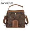 Retro Genuine Leather Women Bucket Bag Leisure Portable Handbag Versatile Cowhide Shoulder & Crossbody Bags