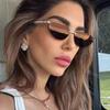 Солнцезащитные очки Cat Eye с заклепками, безободковые, женские, роскошный модный бренд, овальные узкие солнцезащитные очки, оттенки, трендовые, элегантные, уникальные очки