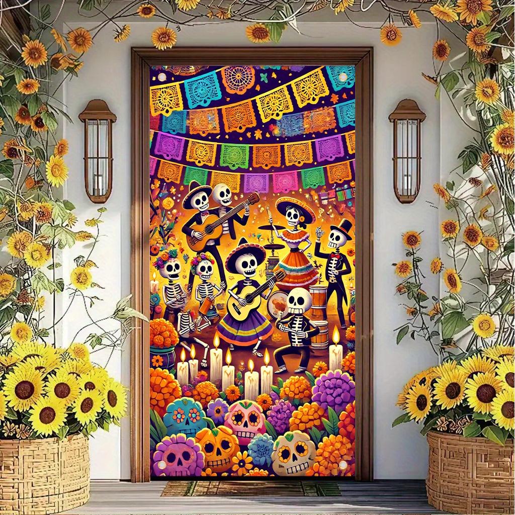 1 piece, performance by the band for the Day of the Dead celebration, polyester fiber art decoration door curtain