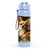 1PC Corgi Dog Rose Flower Pillow Print 750ml Color Plastic Sports Water Bottle Leakproof Flip Straw Lid Suitable for Sports Office Home Use