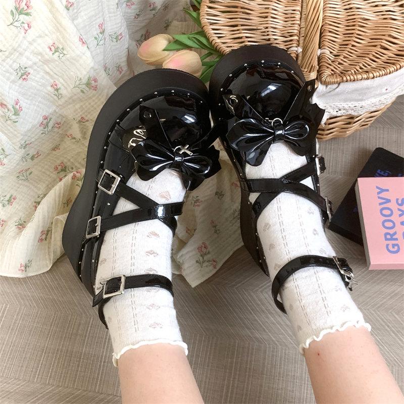 Fashion Women Mary Jane Shoes Platform Pump2024 Hot Sale Fashion Butterfly Knot Lolita Shoes Women's Thick Soled Gothic Cosplay Shoes