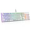 Механическая игровая клавиатура Принимает красную и синюю оси Полноразмерные 109 клавиш USB-проводное подключение Все клавиши с RGB-светодиодной подсветкой Совместимость