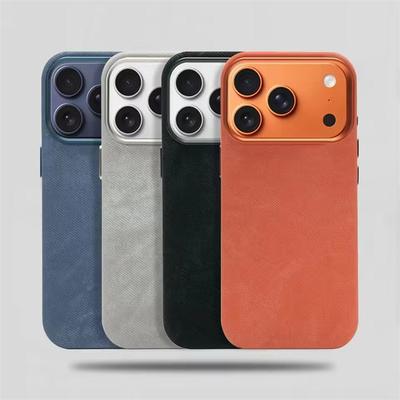 Роскошный противоударный чехол из волокнистой кожи для iPhone 17 Air Pro Max 16 15 14 Plus 13 12 16E с магнитной задней крышкой для беспроводной зарядки MagSafe