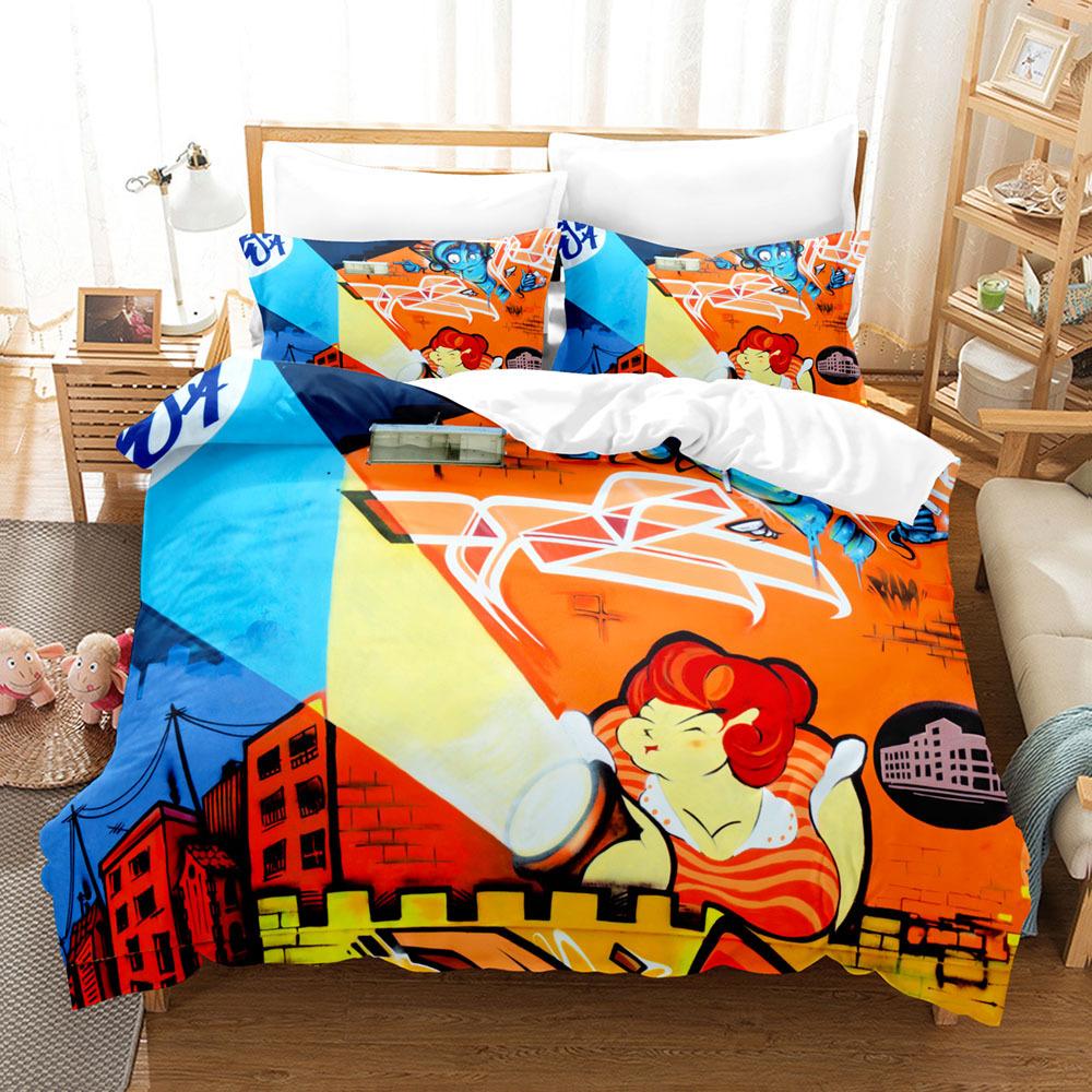 Пододеяльник в стиле граффити с рисунком для подростков, постельное белье в стиле уличной культуры, комплект постельного белья размера «king-size» и «queen-size» в стиле хип-хоп из полиэстера