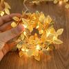 2M 20LED Golden Leaves String Fairy Lights For Wedding Birthday Party Decoration Home Garden Artificial Plant Garland Vine Light