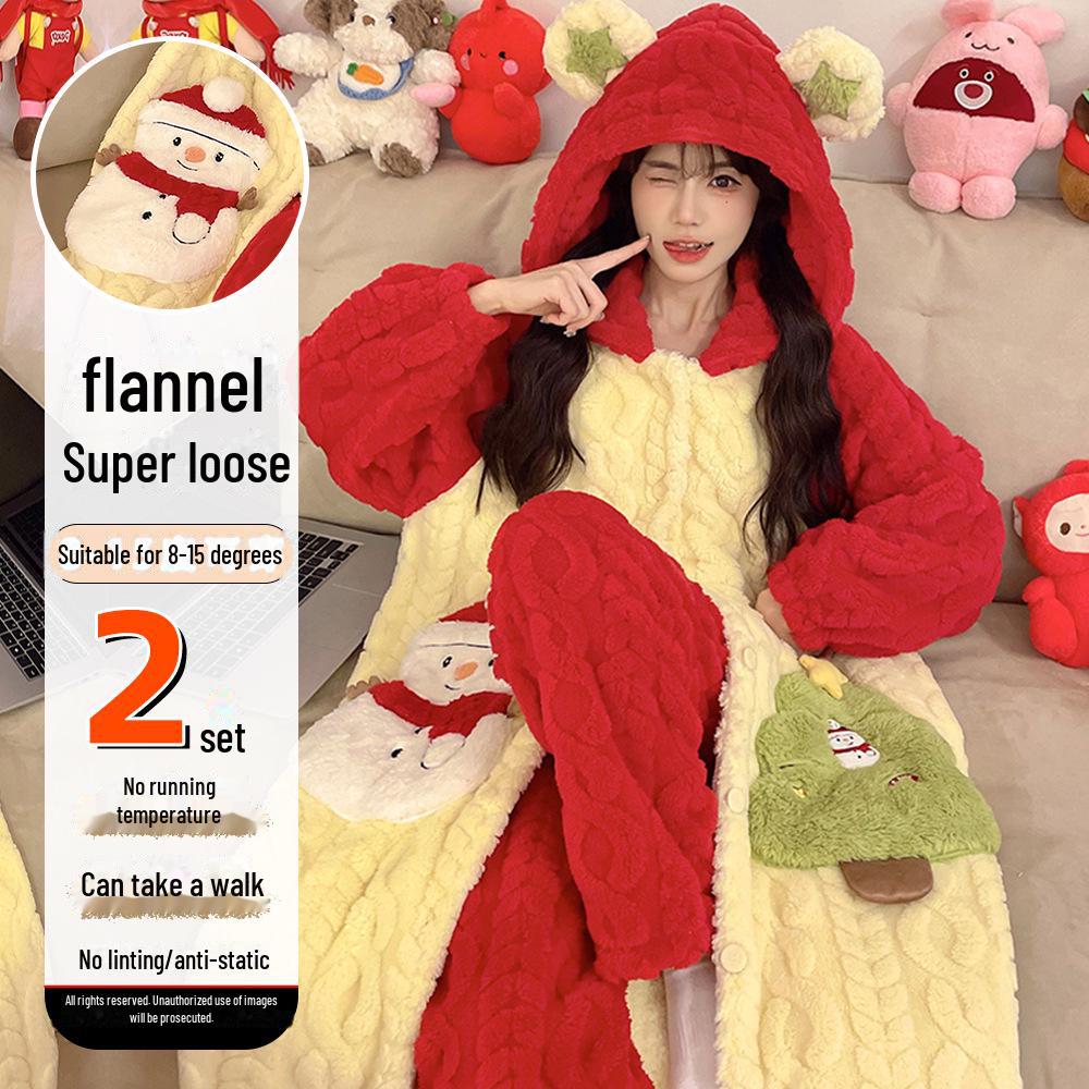 Женская зимняя ночная рубашка из бархата и кораллового флиса размера плюс - симпатичная домашняя одежда из плотной фланели