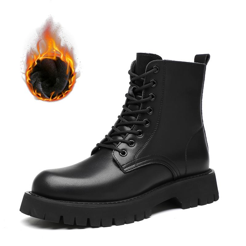 Модные мужские повседневные осенне-зимние ботинки, черные модные туфли на платформе, для вечеринок, ночных клубов, натуральная кожа, красивые массивные ботинки