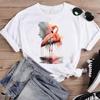 (Asian Size)T Clothing Flamingo Watercolor Lovely Cute Casual Fashion Print Female Casual  Women's Top Graphic Tee Short Sleeve T-shirt