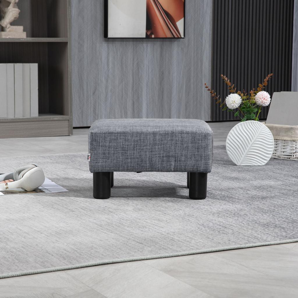 Stool With Fabric Cover In Linen Look Up To 110 Kg Light Gray 40 X 30 X 24cm