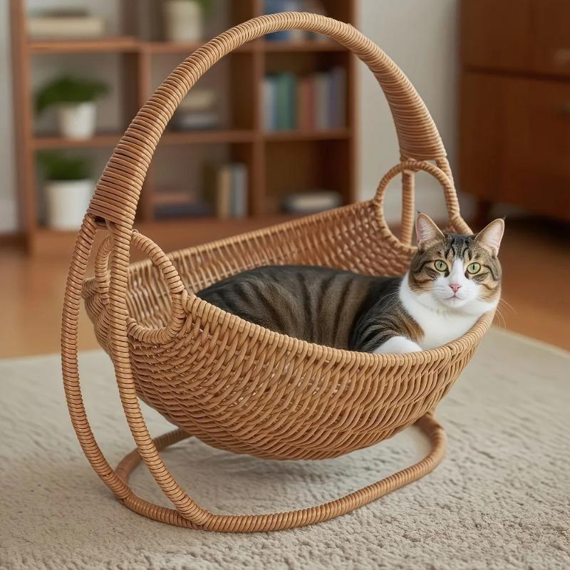 XIUGOUDUOLA Гамак для кошки с кронштейном Подвесные лежанки для домашних животных в помещении для кошек и мелких животных Грузоподъемность Ротанг/Зима