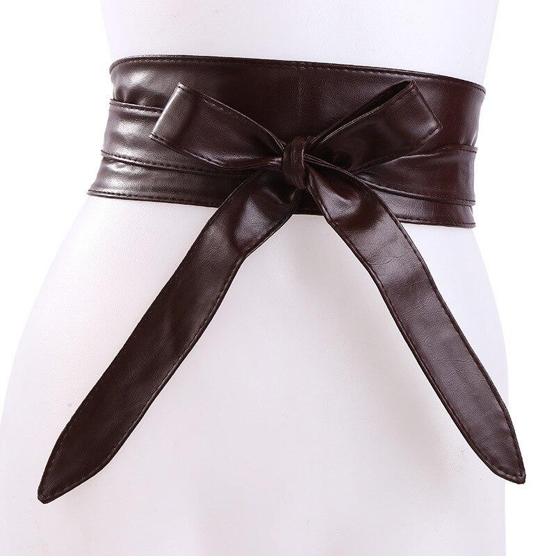 Женский модный пояс из искусственной кожи без пряжки, кожаный ремень с галстуком-бабочкой, широкий пояс, декоративный чехол на пояс