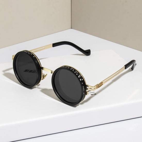 Круглые солнцезащитные очки Черная отделка ND-фильтры Поляризованные линзы Защита от УФ-лучей Четкость Очки Модные аксессуары
