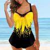Женский купальник с бретелями и полуподсолнечным принтом, бикини с коротким топом, купальник