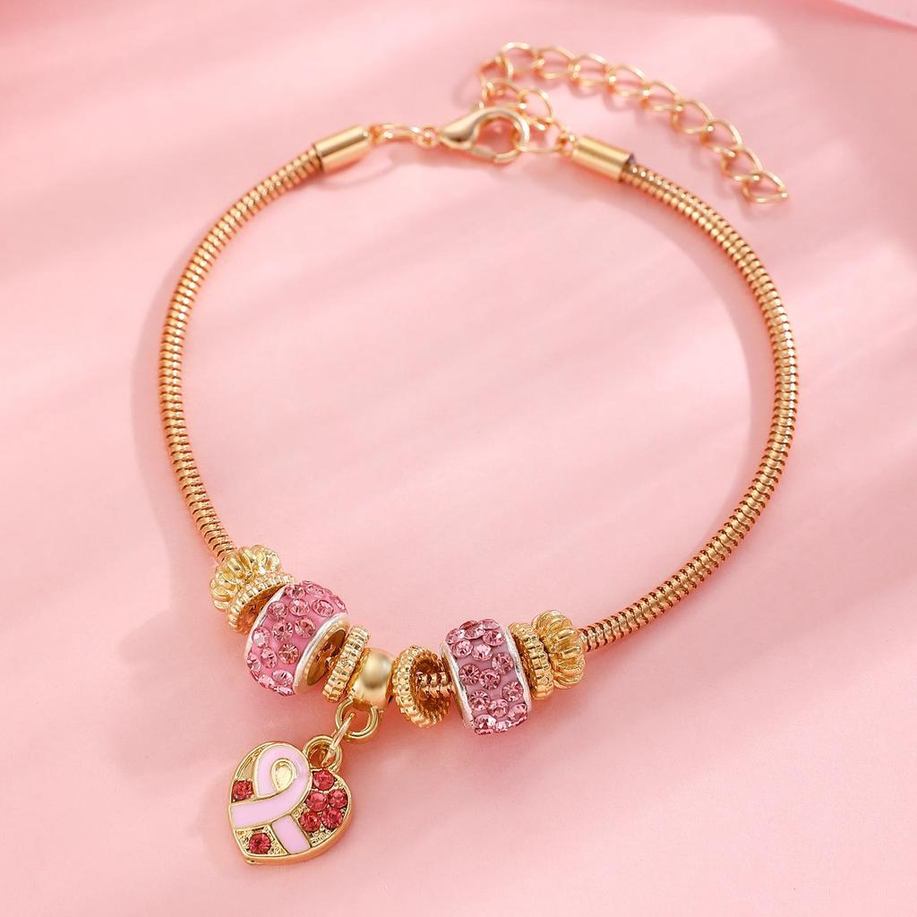 Ожерелье в знак осведомленности о раке молочной железы и Браслет для профилактики СПИДа с значком красной ленты