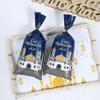 100pcs Eid Mubarak Gift Bags, Blue Gold Ramadan Theme Printed Eid Mubarak Party Treat Bags With Twist Ties