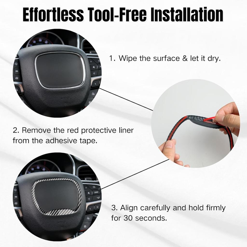 Central Control Steering Button Frame Trim Compatible with Dodge Challenger Durango Charger 2015-2025, Steering Wheel Control Trim Cover Car Interior