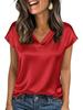 Women's V-Neck Satin T-Shirt - 12 Colors, Spring/Summer Fashion, Casual European/American Style