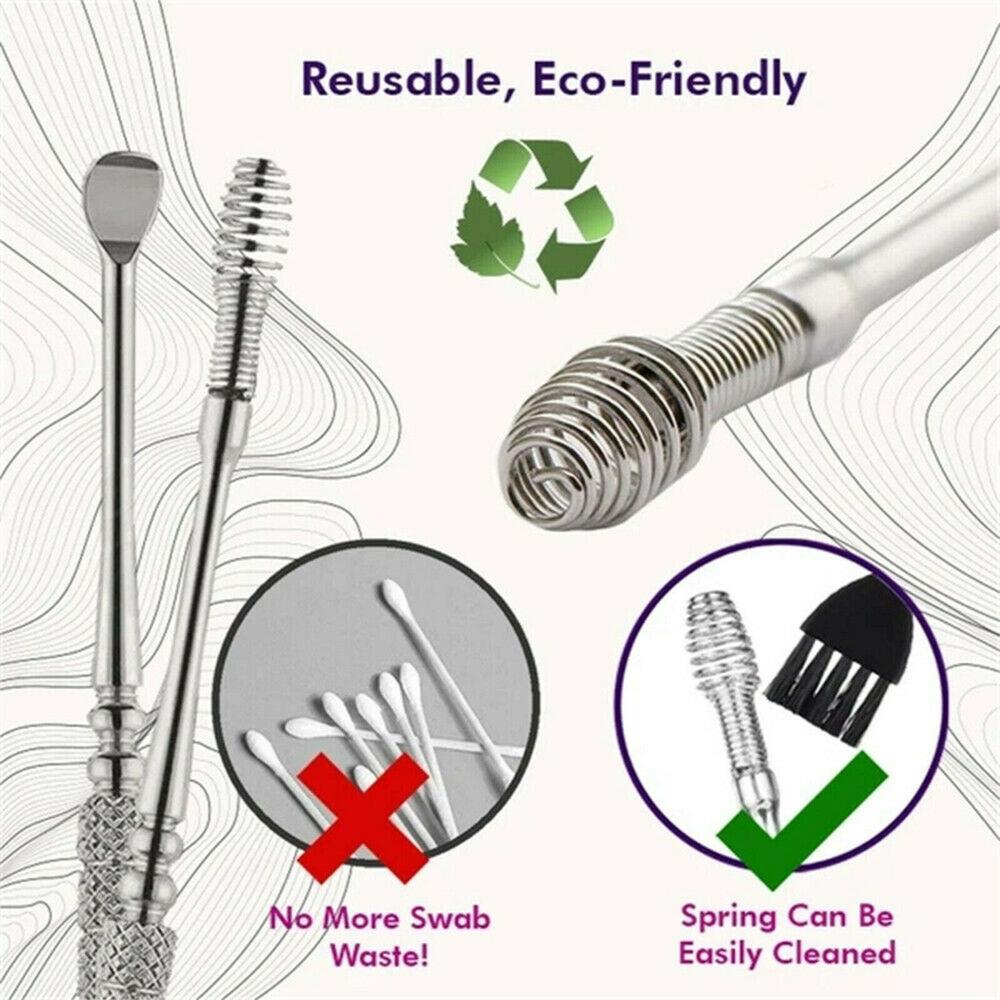 1PC Spiral Stainless Steel Cleaning Tool Dual Head Spring Ear Cleaner Ear Spoon Earpick