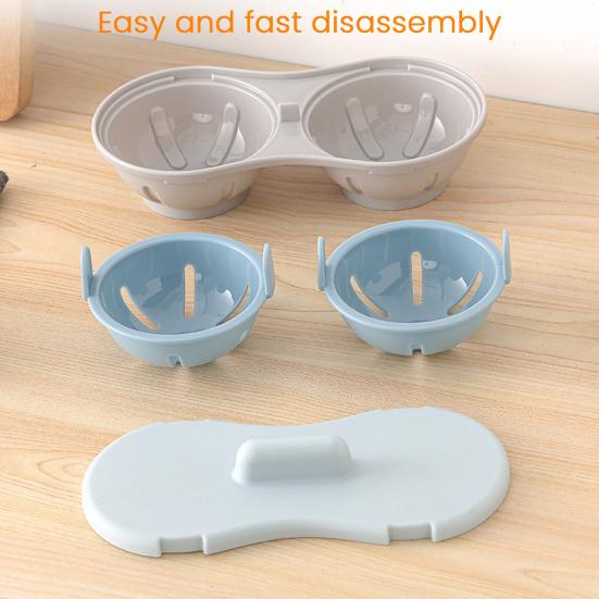 Microwave Egg Poacher Cooker 2 Grids Egg Steamer for Boiled Eggs BPA-Free Steamed Egg Cooking Box Kitchen Gadget for Healthy Breakfasts
